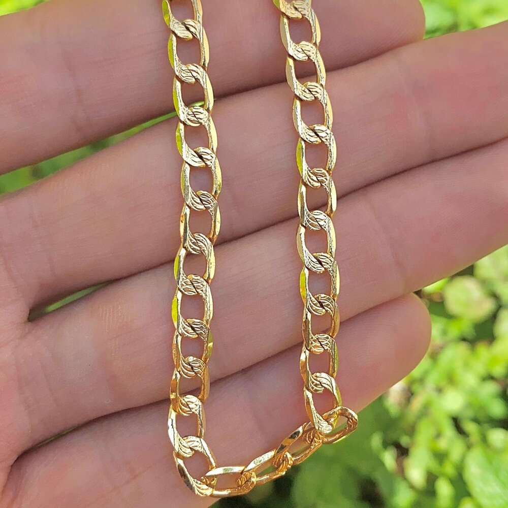 New  Men's Diamond Cut Curb Bracelet 8" 14K Gold Filled Curb Link Gifts For Him